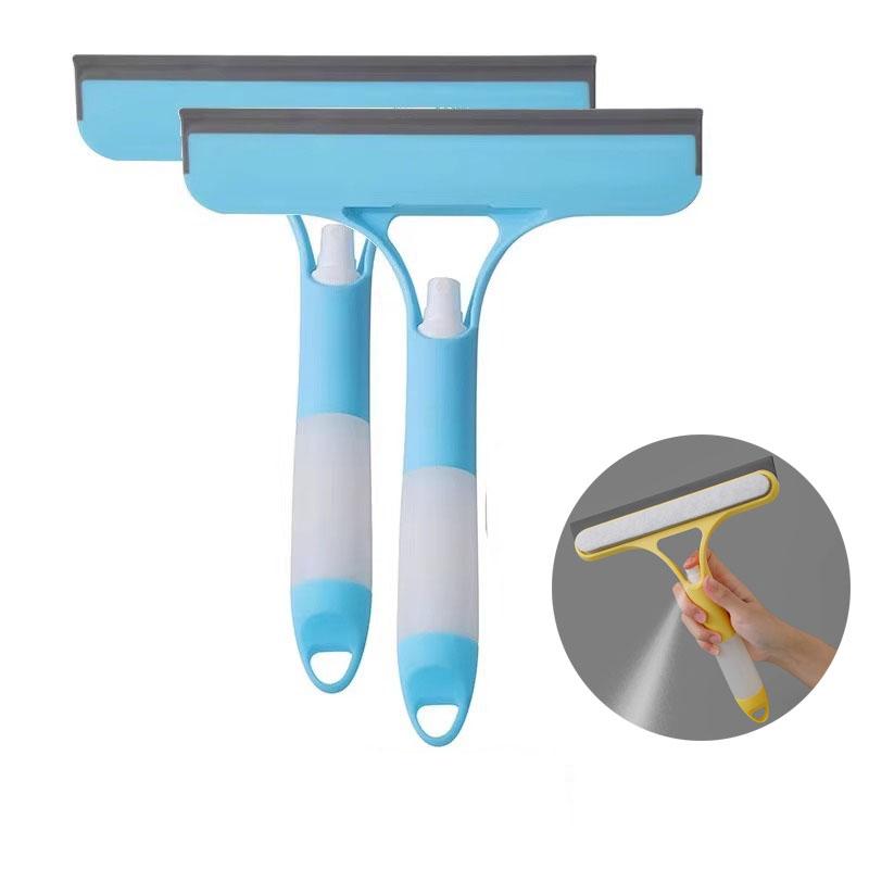 3 In 1 Window Cleaning Squeegee Multi Function Glass Mirror Wiper with Spray Bottle Microfiber Scrub Household Car Cleaner Tools