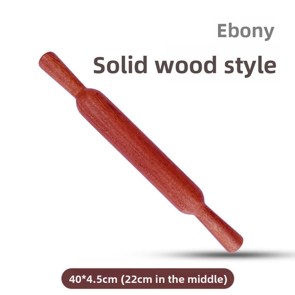 Ebony Rolling Pin, Round Tip, Solid Wood Home Baking Tool, Hand-rolled Pasta 40*4.5cm