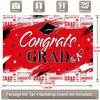 Red Congrats Grad Backdrop, Black and Red Graduation Tapestry with Cap and Diploma for Grad Party