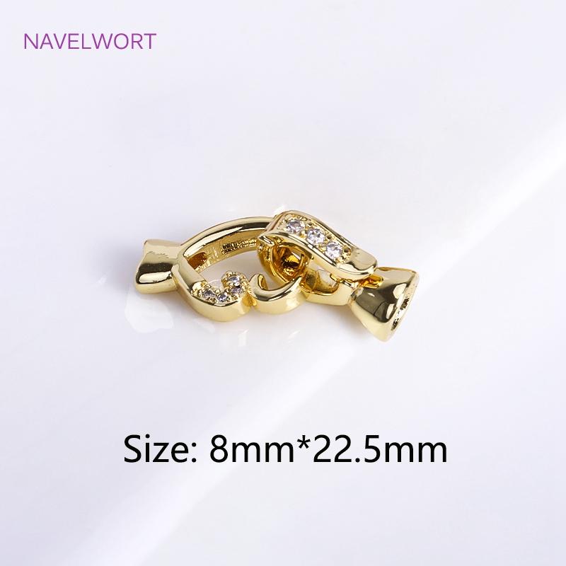 

18K Gold Plated Brass Pearl Clasps Connector,Clasp For Bracelet,with Zircon Fasteners Lock Clasp,DIY Jewelry Making Accessories 1 piece