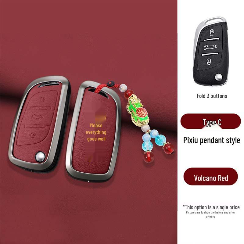 Genuine Leather Metal Key Holder for Southeast Lingzhi V5 V6 Folding Remote Key