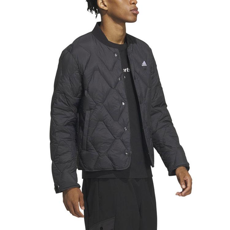 adidas Veste doudoune d'extérieur chaude pour homme, couleur unie, logo, entraînement sportif, décontractée, noir IW0775