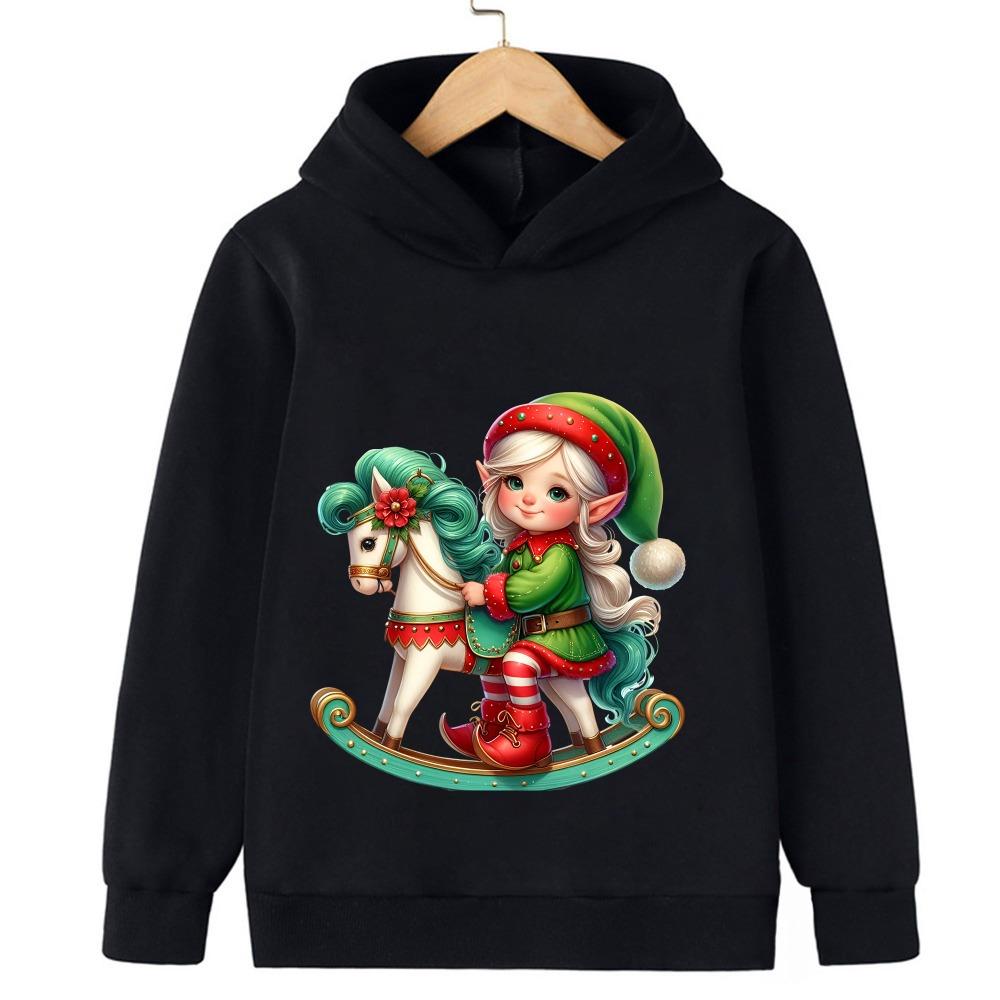 

Модная и Универсальная Спортивная Одежда, Рождественские Толстовки, Мультяшная Мода, Одежда с Принтом Санта-Клауса, Детская Одежда для Девочек 100