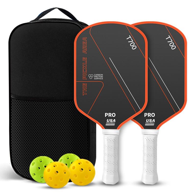 Pickleball Paddle Set Carbon Fiber T700 Textured Surface Kids Beginner Racket Full