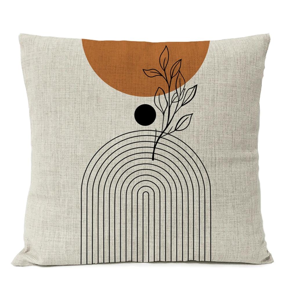Boho Bohemia Geometric Floral Pillow Cover Leaves Cushion Sun Moon Throw Linen Pillowcase Home Decorative Decor Sofa Cushions