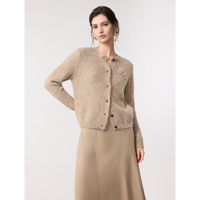 ELLE Floral Wool Blend Knitted Cardigan S