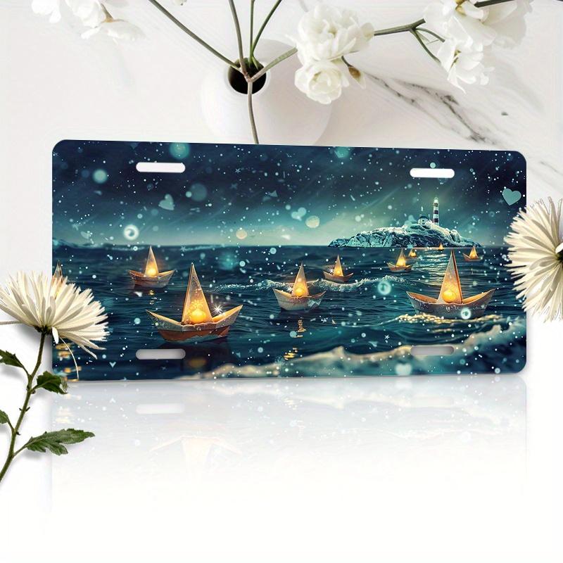 LIGHTED PAPER BOATS OCEAN LIGHTHOUSE AL Sign Vintage Durable Metal Plaque Wall Decor Magical Nautical Home Office Bar Man Cav