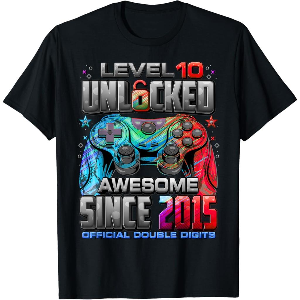 Hello Ten Est 2015 10th Birthday Girl 10 Year Old T Shirts Men Cotton Humor Streetwear Tee Short Sleeve Loose Clothing