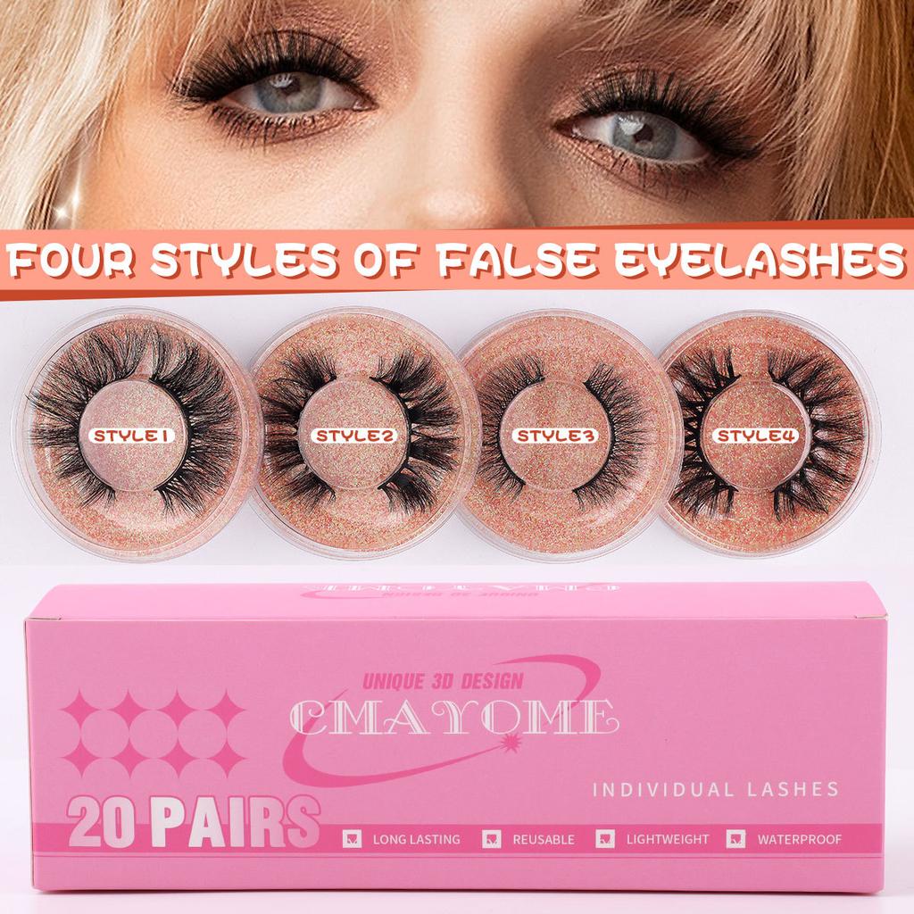 1 Pair Of Natural Thick False Eyelashes, 20 Boxes Of Mixed Simulated Fried Eyelashes, Curled Eyelashes.