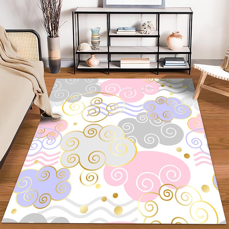 Colorful Swirl Cloud Pattern Rug Non-slip rug suitable for living room and bedroom sofas