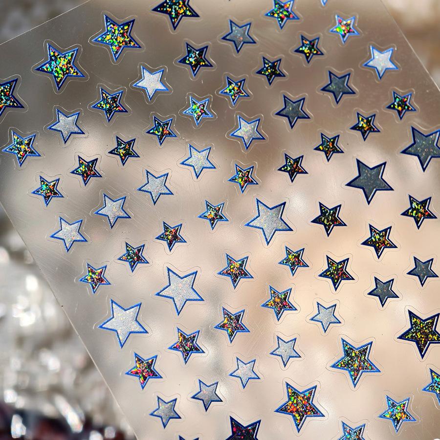 Charming Hollow Stars Love Geometric Five-pointed Star Self Adhesive 5D Nail Art Decorations Stickers Shiny Manicure Decal
