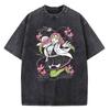 Herren Japanischer Anime Dämonentöter Print Gewaschene Baumwolle Herren T-Shirt - Fantasy Mädchen Manga Stil Lässiges T-Shirt