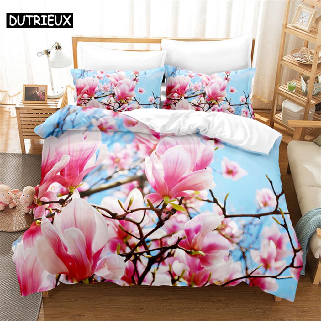 Purple Flowers Queen Bedding Set Duvet Cover Set Kids Bedding Digital Printing Bed Linen King Size Duvet Cover Set Bedding Set