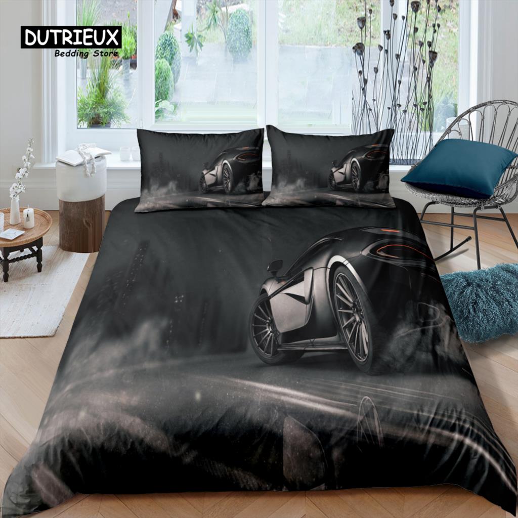 Home Living Luxury 3D Racing Car Bedding Set Kids Duvet Cover Pillowcase Queen and King EU/US/AU/UK Size Comforter Bedding