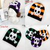 Fashion Color Blocked Striped Skull Pattern Neutral Casual Warm Knitted Hat For Streetwear And Hiphop Fans