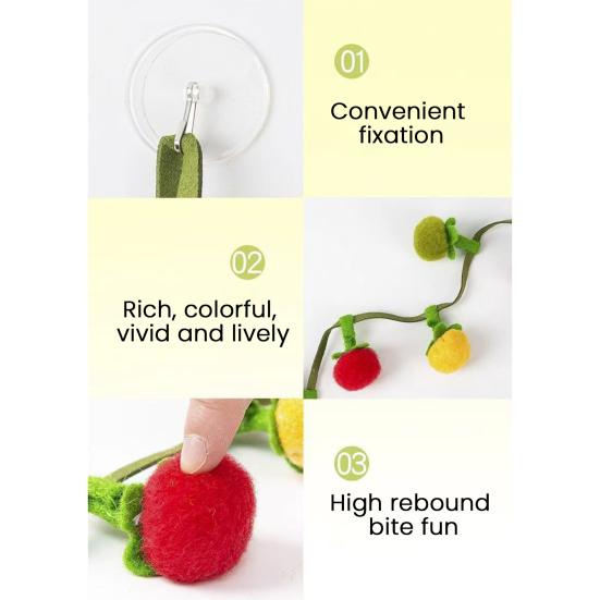 Fruit-Shaped Catnip Toy String Interactive Cat Toy Cat Teaser String with Bell Soft Tomatoes Cat Chew Toy for Indoor Cats Play And Exercise