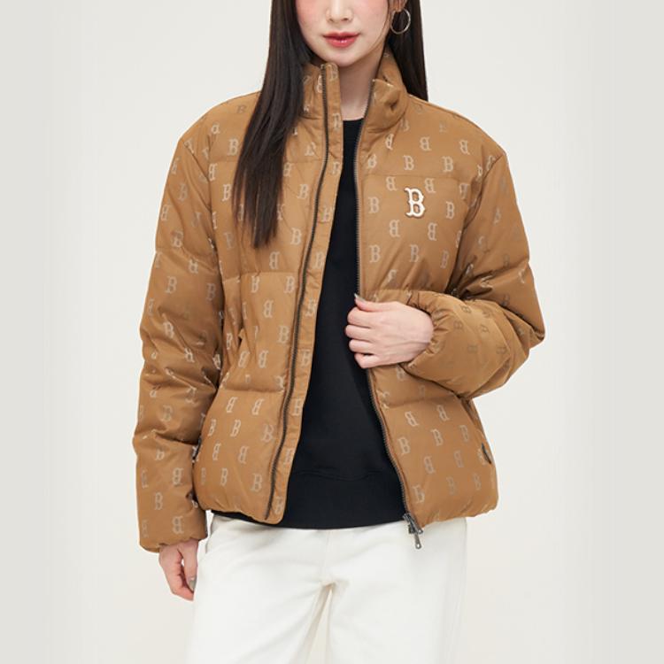 New MLB MONOGRAM Series Boston Red Sox AW24 Down Jacket Unisex Dark Camel 3ADJM0346-43CAD