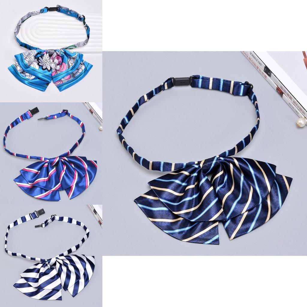 Business Attire Double Layer Bow Tie For Women With Polyester Material And Button Fastening