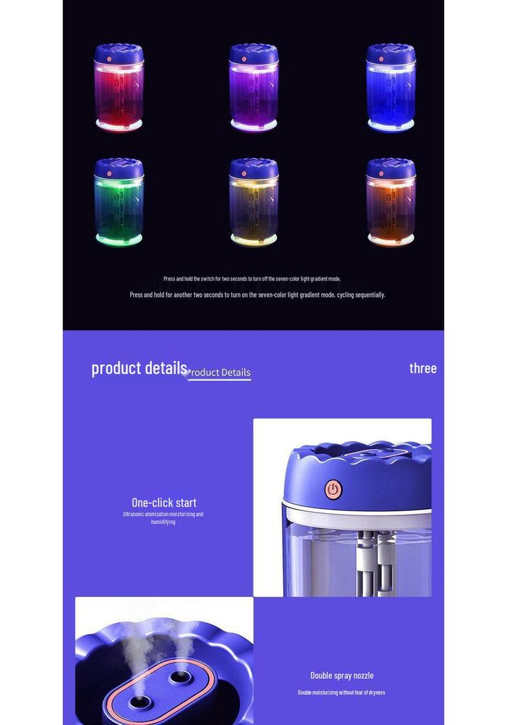 High-Capacity Double Spray Desktop Humidifier & Air Purifier