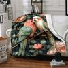 1pc Parrot Floral Lightweight Flannel Blanket, Comfortable and Warm Blanket, for Office and Camping Sofa Bed110