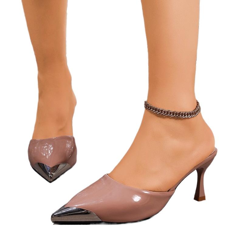 Fashion High Heels Pointed Toe Women Slippers Summer Fashion Elegant Mules Shoes 2025 New Party Dress Pumps Shallow Sandalias De Mujer