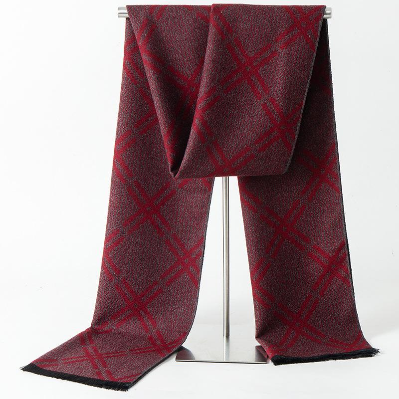 2025 Autumn/Winter New Men'S Cashmere Scarf Thickened, Stylish, European And American Men'S Classic Stripe