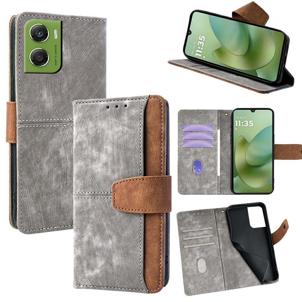 

For Motorola Moto G06 4G Case RFID Blocking Color Splicing PU Leather Wallet Phone Cover