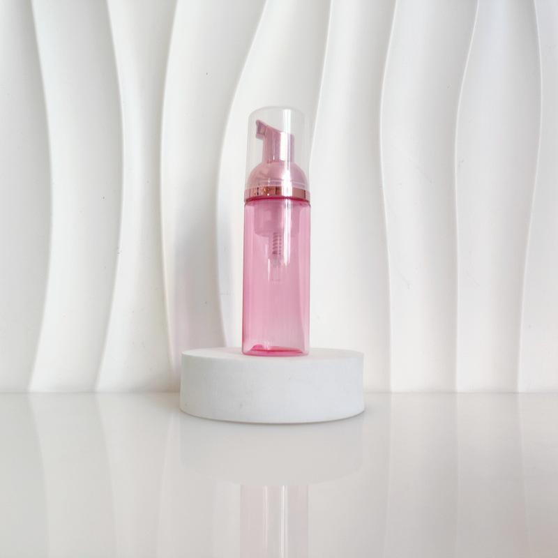 60ml Red Translucent Mousse Dispenser: Cosmetic Brush Foam Bottle for Face Wash and Travel Use