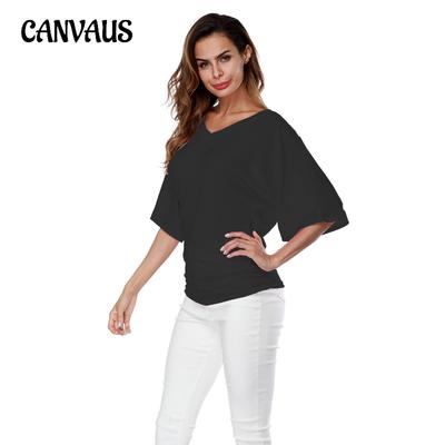 Women's T-shirt Plus Size Loose Bat Sleeve V-neck T-shirt Short Sleeve Tops
