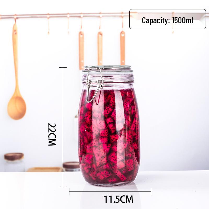 Glass Sealing Jar with Stainless Steel Buckle for Food Storage - Ideal for Tea, Grains, and Cereals In the Kitchen
