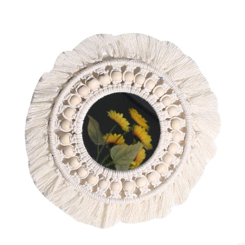 62KD Bohemian Wall Hangings Mirrored Tapestries Tassels Crafts Decorative Mirrored