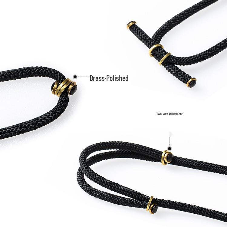 Handmade Adjustable Black and Red Woven Copper Pendant Necklace for Men and Women