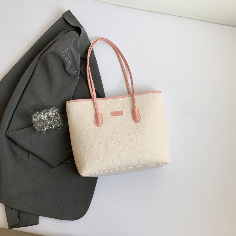 Autumn 2024 Fashionable Embossed Korean Style Shoulder Tote Bag