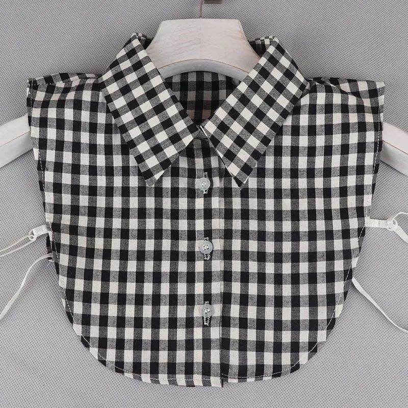 Ruffle Lapel White Fake Collar Women Detachable Collars Scarf False Collar Shirt Tie Plaid Female Removable Dickie Shirt Women