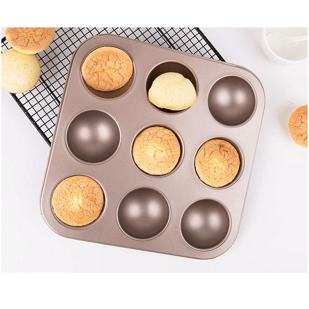 9 Tassen Antihaft-Halbkugel-Cupcake-Metall-Cupcake-Tablett aus Karbonstahl