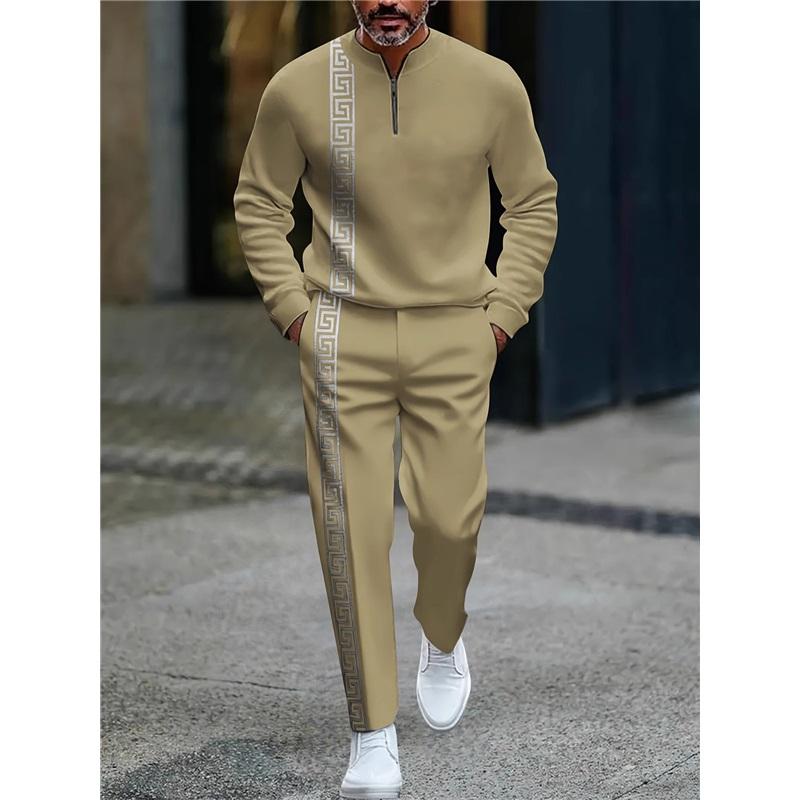 Men's 2Pcs Tracksuit Half Zip Sweatshirt  Jogger Pants Set