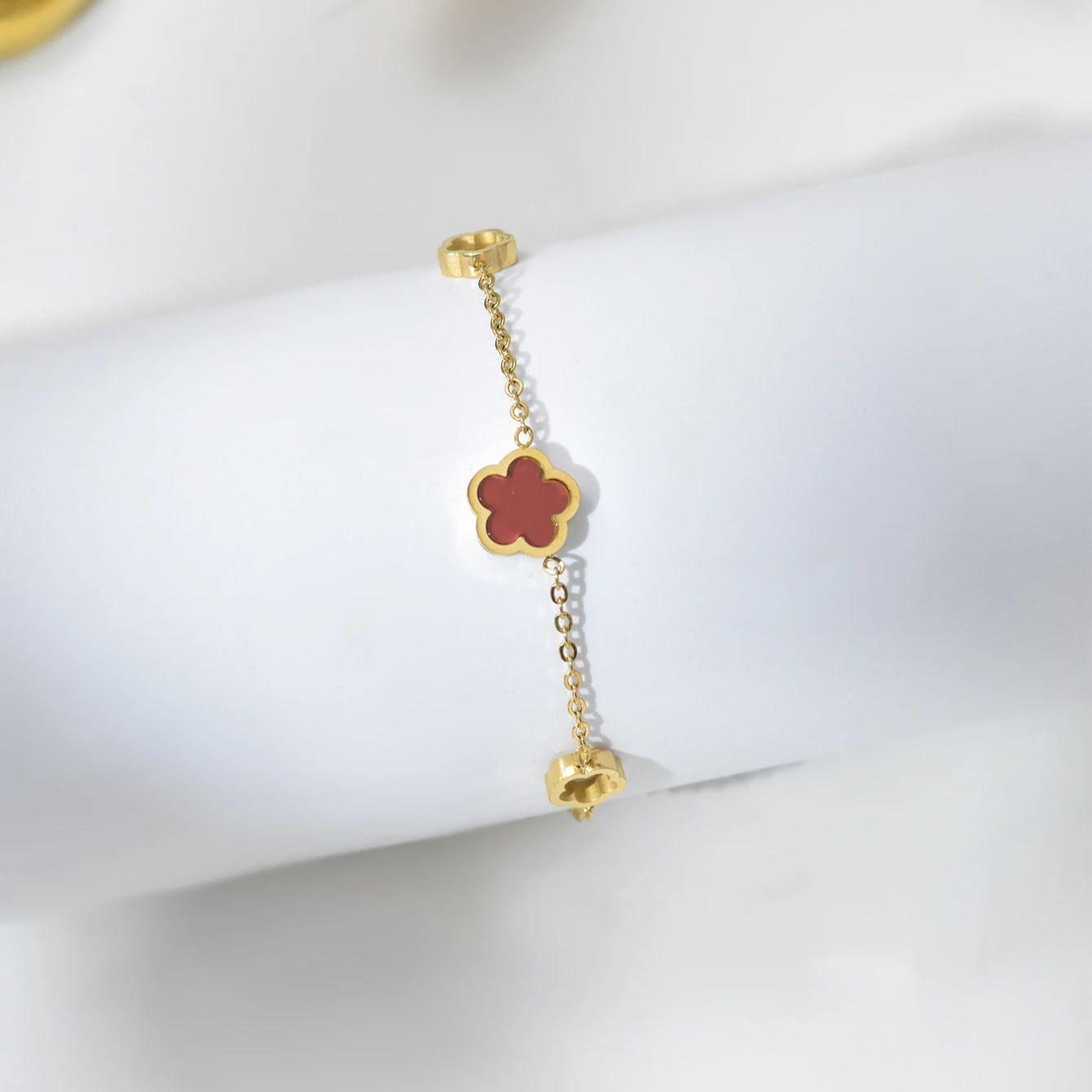 

Набор из 1 предмета: ожерелье с цветком красного клевера в европейском и американском стиле и браслет для друзей и семьи, праздничный подарок, женский циркон