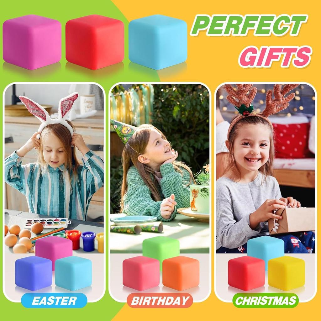 5/15/30PCS 3cm Rainbow Tofu Stress Balls Sensory Toys Decompression Slow Rebound Stress Relief Fidget Toys for Kids Adult Gifts