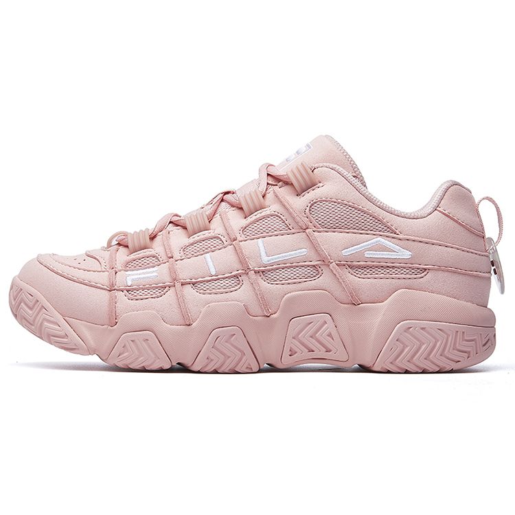 FILA Barricade Fabric Synthetic Leather Comfortable Versatile Durable Low-Top Retro Basketball Shoes Women sneaker Pink White F12W041202FWP 38