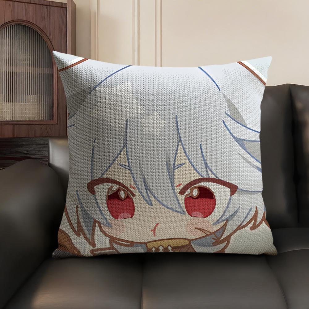 Razor Cute Cute Genshin Impact Cushion Cover Natural Linen Organic Fabric DoubleSided Printing Sofa Home Decor Gift Pillow Case