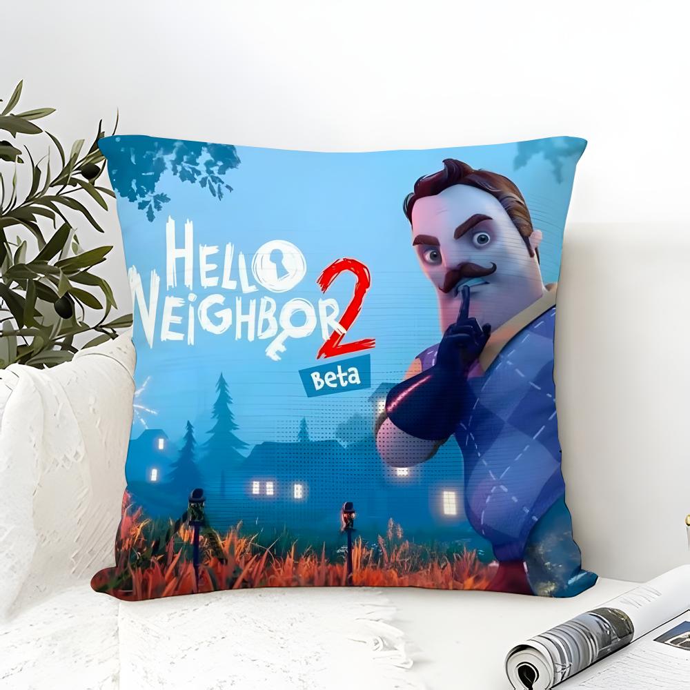 Lustiges Horrorspiel H-Hello Neighbor 2 Kissenbezug Leinen Kissenbezug Sofa Heimdeko Kissenhülle Kissenbezug