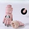 Children Ski Gloves Cartoon Thickened Fleece Winter Warmth Waterproof Fabric for Boys Girls Puppies Frostbite Prevention Sanrio