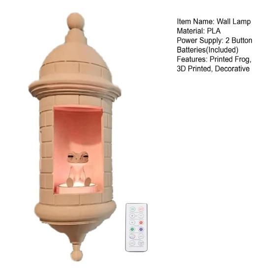1/2Pcs Puerto Rican Garita Wall Coqui Lamp Battery Powered 3D Printed Frog Bedroom Living Room Outdoor Garden Wall Mount LED Light