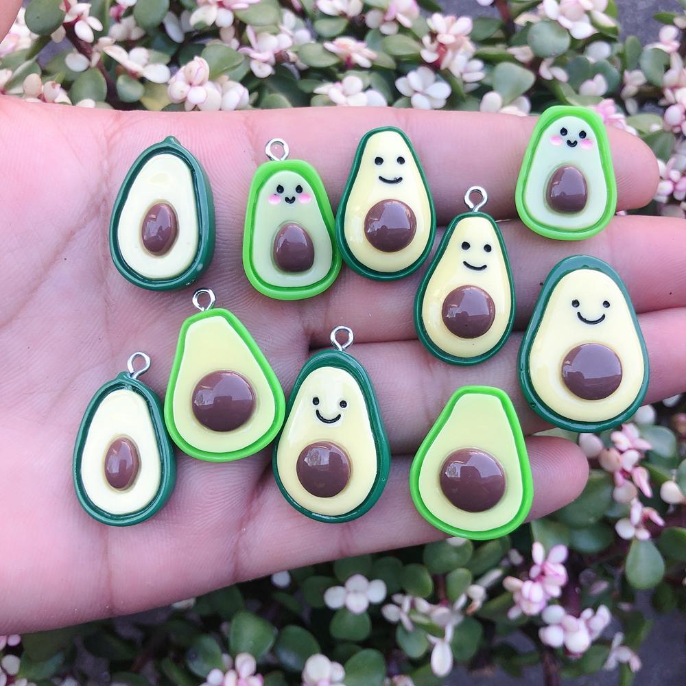 Kawaii Cartoon Avocado Flatback Resin Cabochons for Slime Charms Hair Bow Centers DIY Scrapbooking Decor