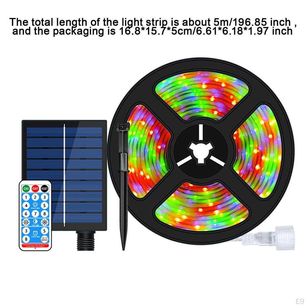 Solar LED Streifenbeleuchtung 5M Strombetrieben Flexibles Bandlicht für Terrasse Warmweiß