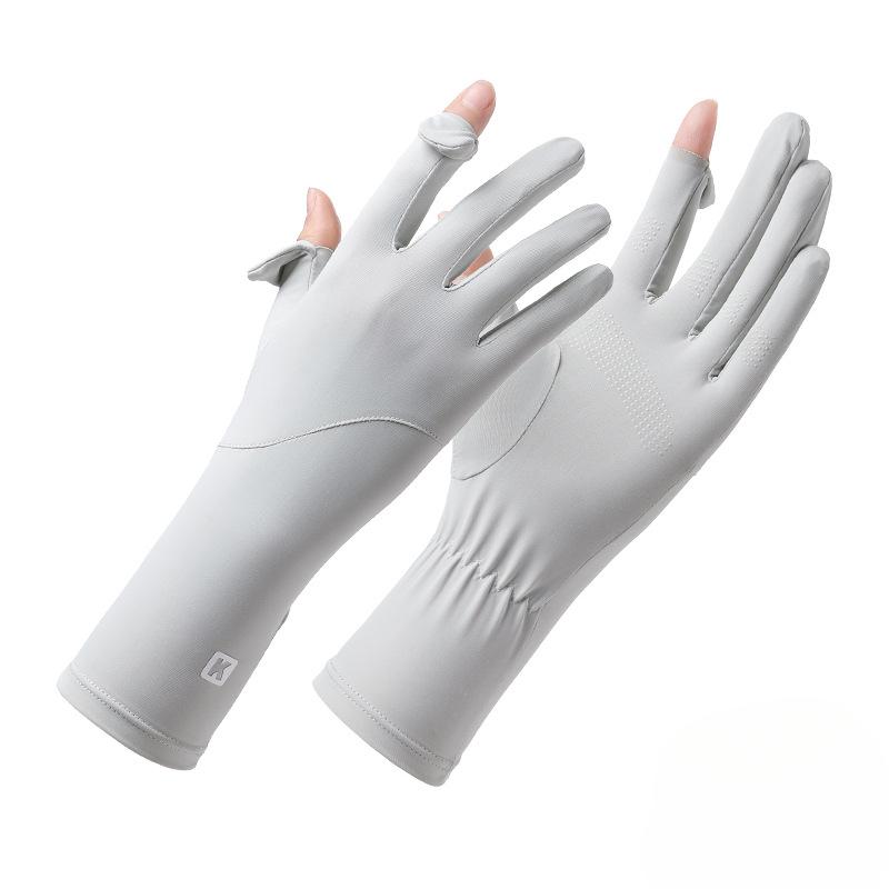 Sunscreen Gloves for Women's UV Proof Thin Summer Ice Silk Breathable Non Slip Driving Finger Touch Screen Riding Gloves