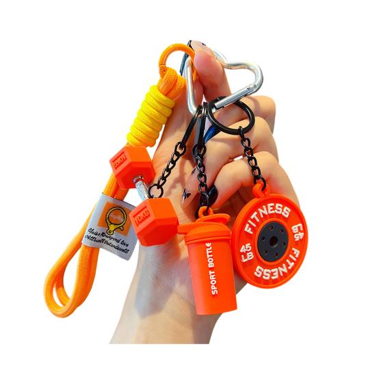 Keychain Pendant Gym-Inspired Design Men Gym Keychain with Dumbbells Kettlebells Fitness Weight Plates Sports Key Holder