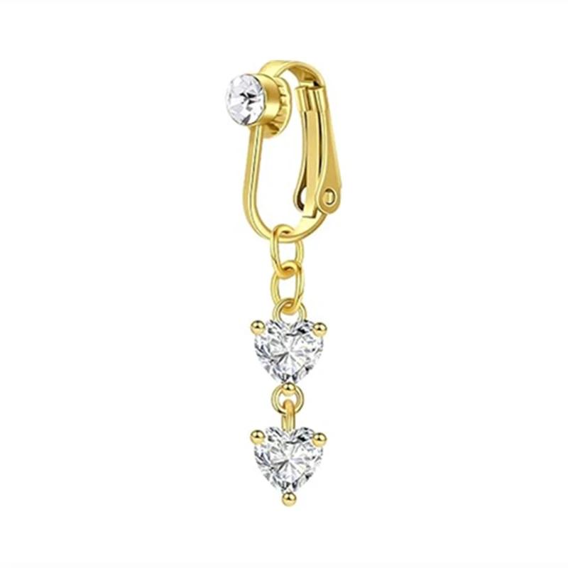 Non-Piercing Butterfly Fake Belly Piercing Butterfly Clip On Umbilical Navel Crystal Fake Piercing Fake Clip Belly Button Rings