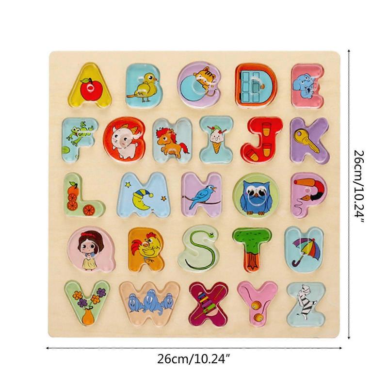 Lern-Puzzle-Spielzeug Alphabet-Lernspielzeug Holzbrett-Puzzle Lern-Lehr-Requisiten Eltern-Kind-Interaktives Spielzeug