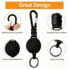 4CM Black Plastic Carabiner Paracord Retractable Keychain with High Elastic Easy-Pull Buckle